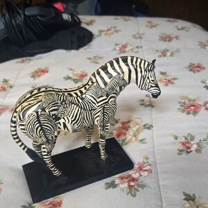 Handcrafted Zebra Figurine - Black and White